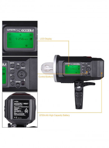 Witsro AD600BM 600WS GN87 HSS 1/8000s Outdoor Flash Strobe Black