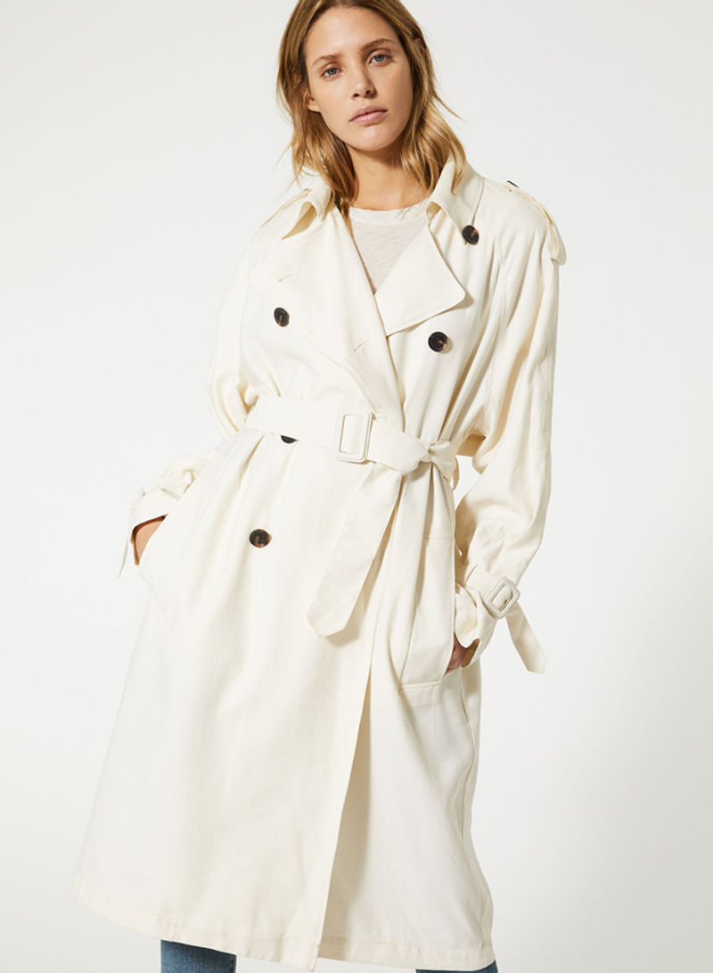 Phenom Double-Breasted Trench Coat Beige