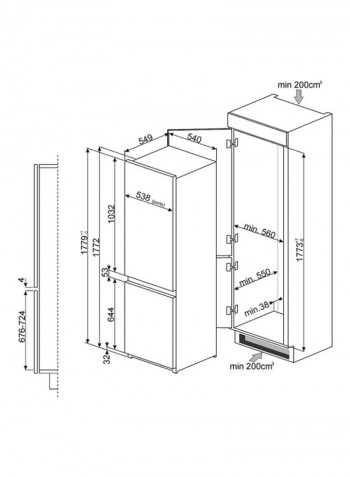 Built In Bottom Refrigerator 272 l 140 W C7172FP1 Black