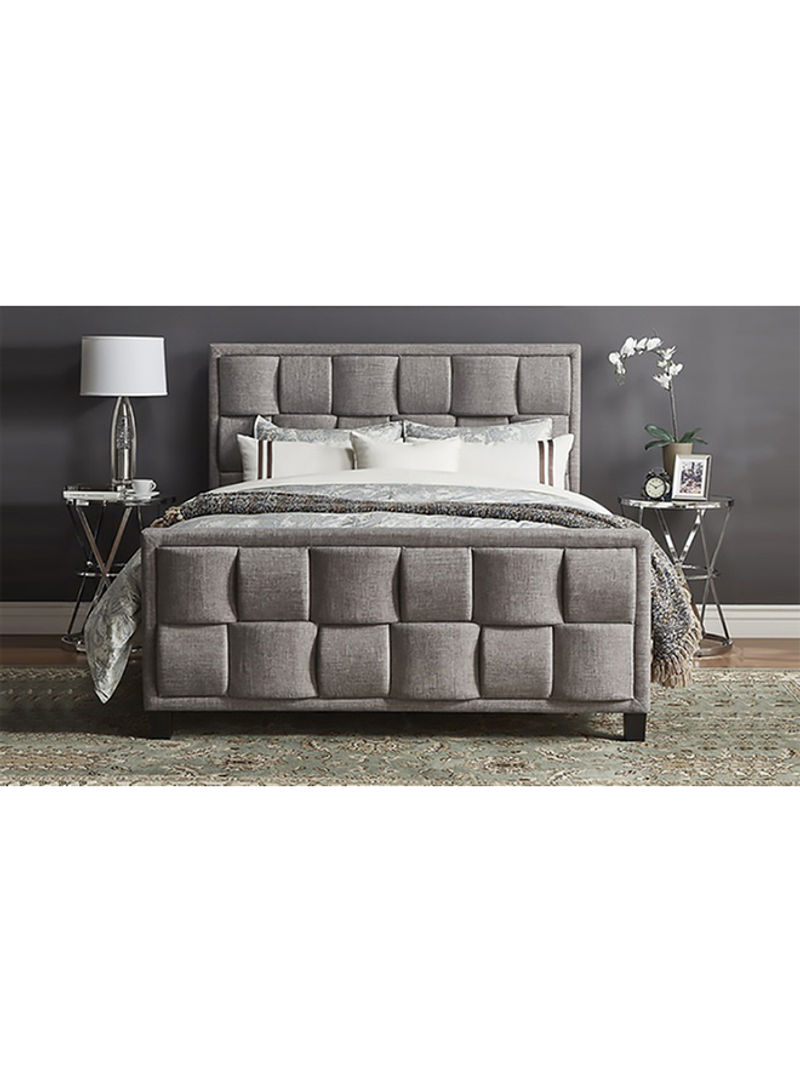 Upholstered Bed Frame With Mattress Grey/White Super King