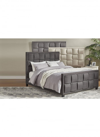 Upholstered Bed Frame With Mattress Grey/White Super King