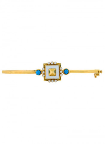 18K Enamel with Turquoise Yellow Gold Bangle