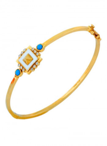 18K Enamel with Turquoise Yellow Gold Bangle