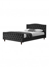 Chesterfield Bed Frame With Mattress Dark Grey/White Super King