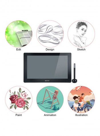 HD 15.6-Inch Portable Graphic Monitor Drawing Tablet Black