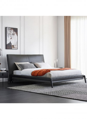 Solid Wood Bed Frame With Headboard Black Queen