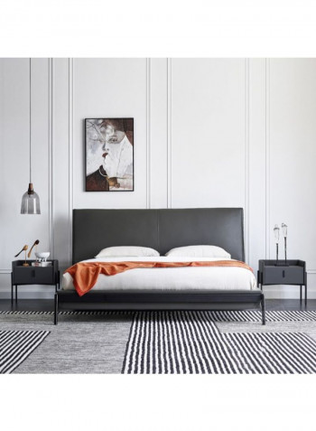Solid Wood Bed Frame With Headboard Black Queen