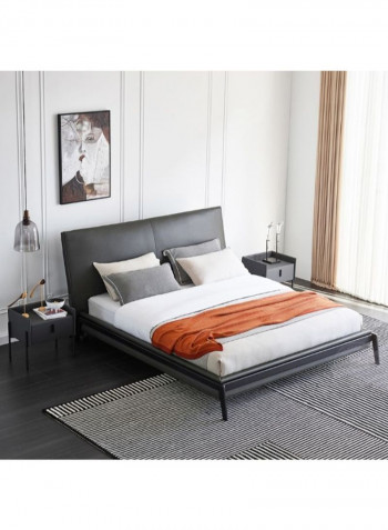 Solid Wood Bed Frame With Headboard Black Queen