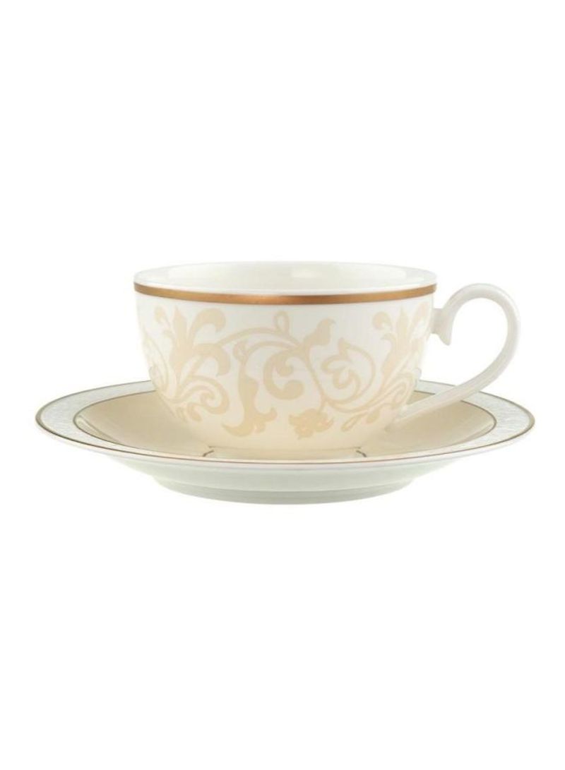 12-Piece Ivoire Breakfast Cup And Saucer Set White/Beige/Gold
