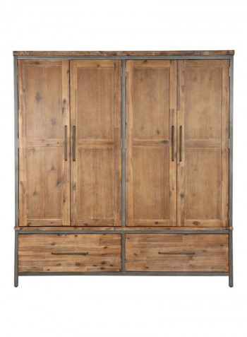 Napier 4-Door Armoire Brown/Grey 180x198x58centimeter