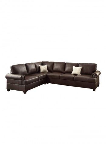 Bobkona L Shape Sofa Set Brown 86x226x89centimeter