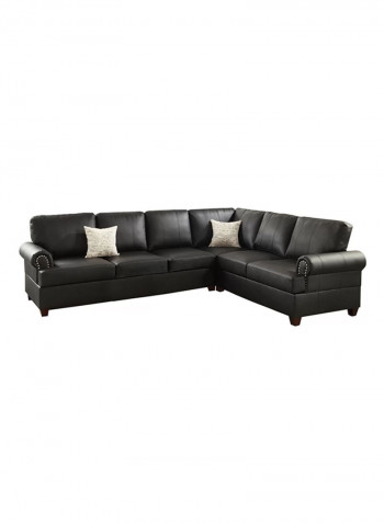 Bobkona L Shape Sofa Set Black 86x226x89centimeter