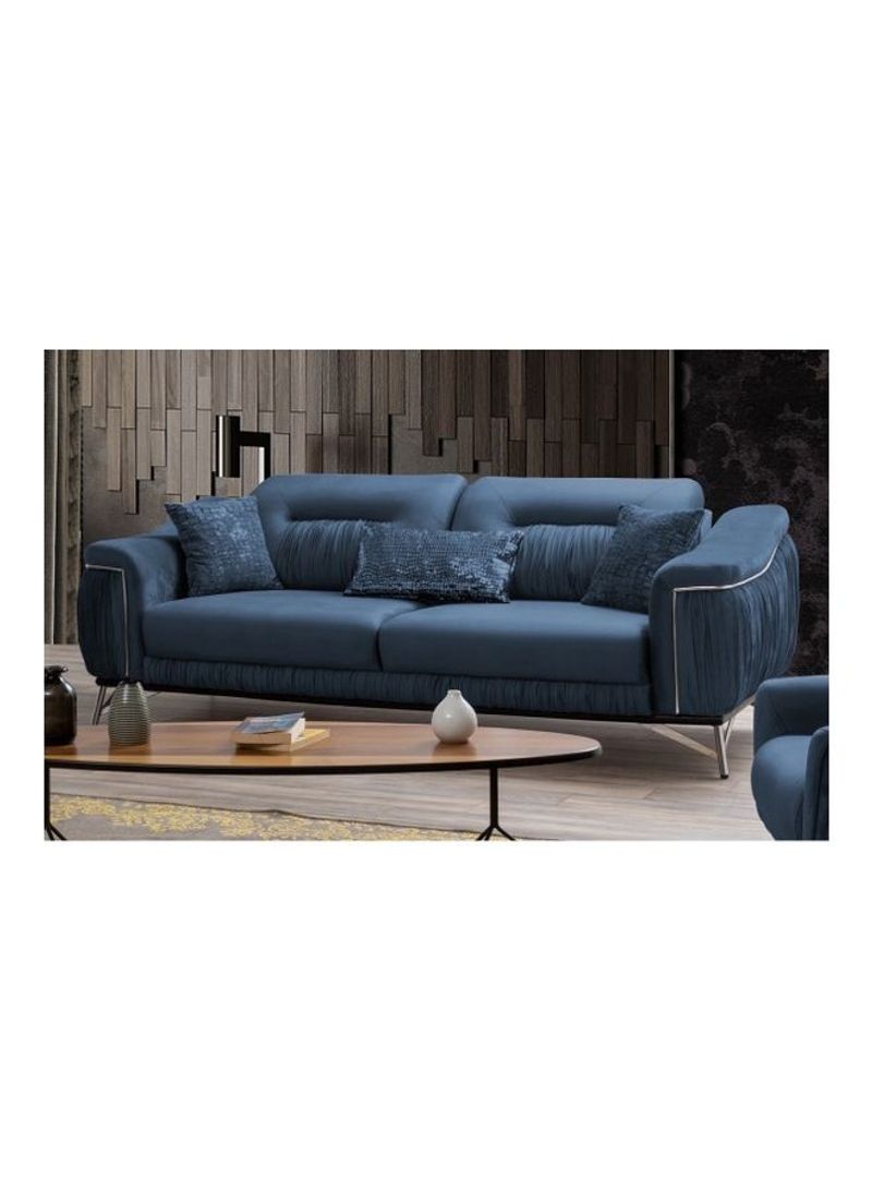 3-Seater Evelyn Sofa With 3-Cushions Blue 100x80x235cm