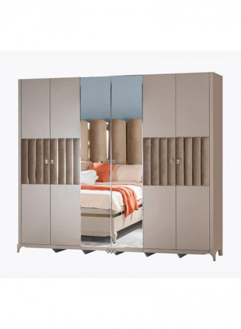 6 Door Maynard Wardrobe Beige 268x61x235cm