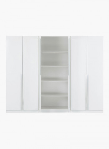 6-Door Wardrobe With 2-Mirrors White 271 x 216 x 59centimeter