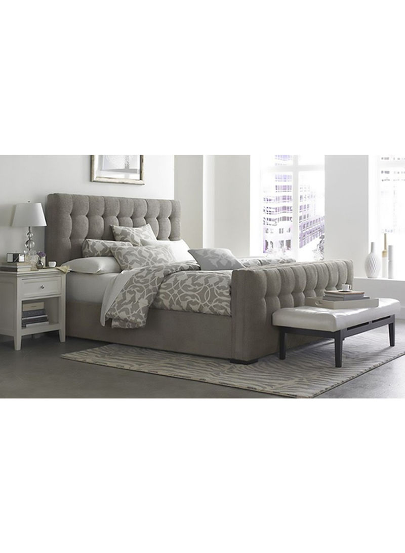 Padded Modern Style Bed With Mattress Grey/White Super King