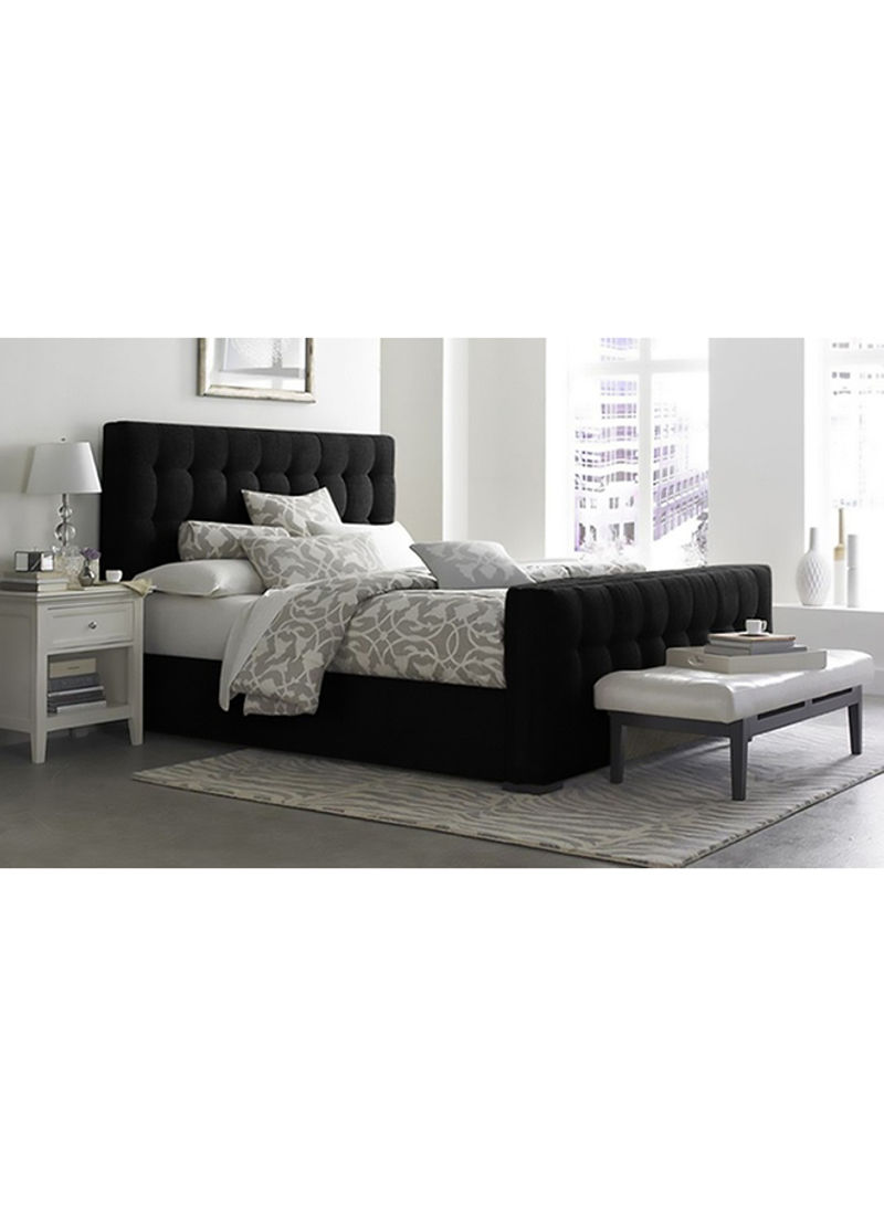 Padded Modern Style Bed With Mattress Black/White Super King