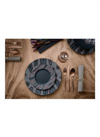 24-Piece Rock Desert Art Dinner Set Black/Red/White