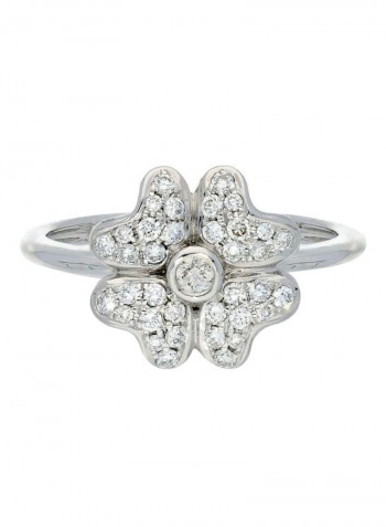 18 Karat White Gold 0.47Ct Diamond Studded Flower Designed Ring