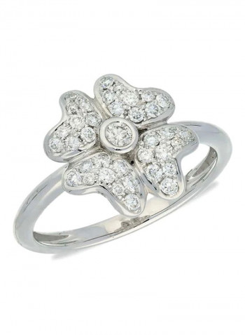 18 Karat White Gold 0.47Ct Diamond Studded Flower Designed Ring