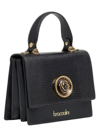 Audrey Textured Shoulder Bag Black/Gold