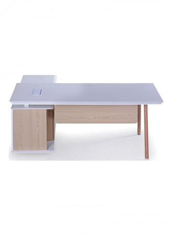 Wooden Executive Office Table With Computer Desk White/Beige 1600x1600x750millimeter