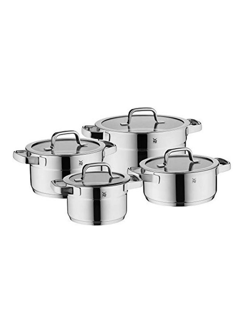 8-Piece Stainless Steel Cooking Pan With Lids Silver Pan Size: 24 cm, 2x 20 cm, 16cm