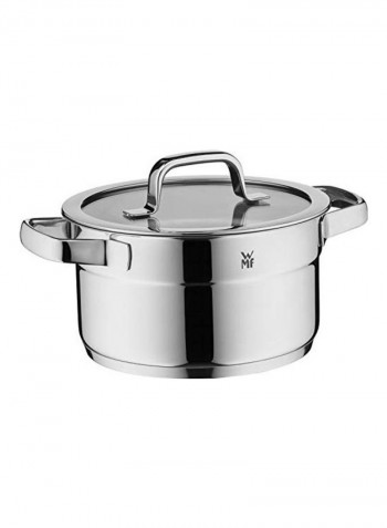 8-Piece Stainless Steel Cooking Pan With Lids Silver Pan Size: 24 cm, 2x 20 cm, 16cm