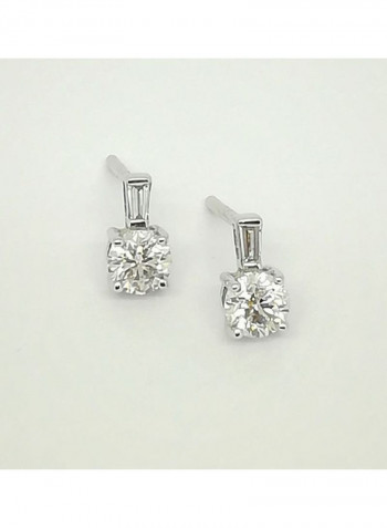 18 Karat White Gold With 0.26 Ct Genuine Diamond Studs