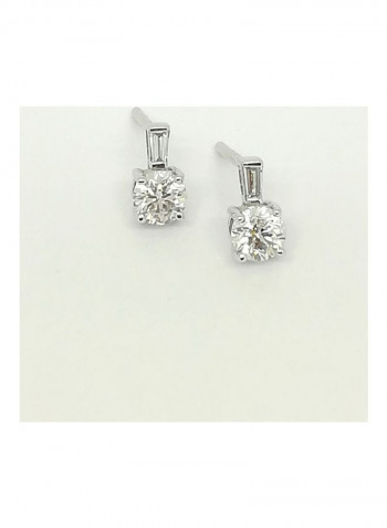 18 Karat White Gold With 0.26 Ct Genuine Diamond Studs