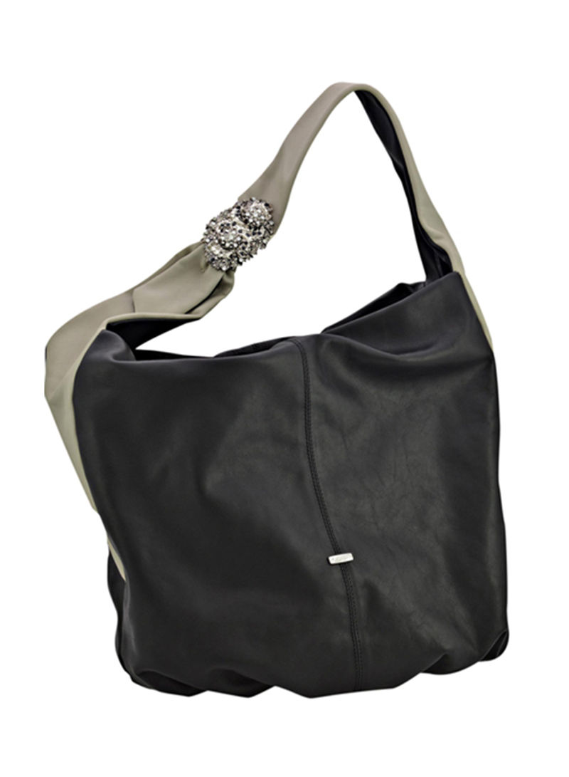 Scintilla Leather Hobo Bag Black