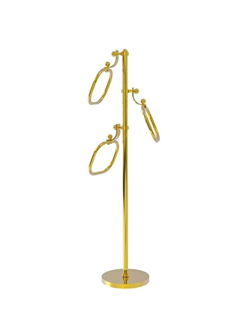 Oval Rings Towel Stand Polished Brass 9inch