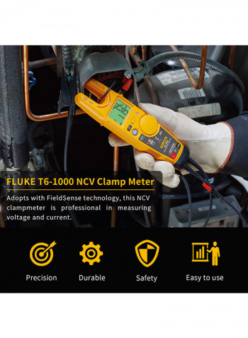 T6-1000 NCV Digital Universal Meter Clamp True-RMS Electrical Tester Yellow 36.5 x 14.0 x 6.0cm