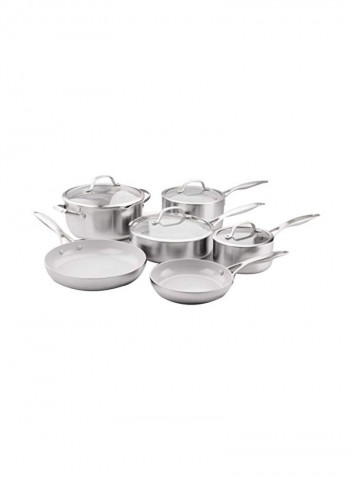 10-Piece Ceramic Non-Stick Cookware Set Silver