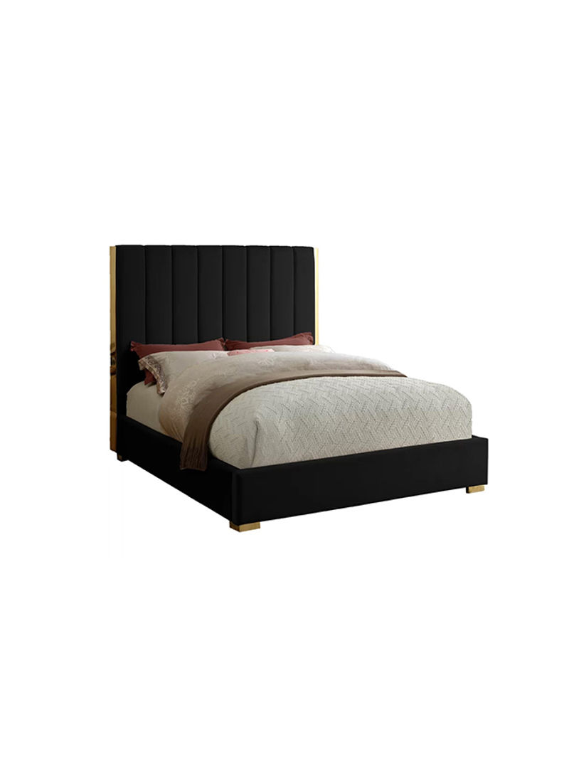Upholstered King Bed With Spring Mattress Multicolour 200x200x150cm