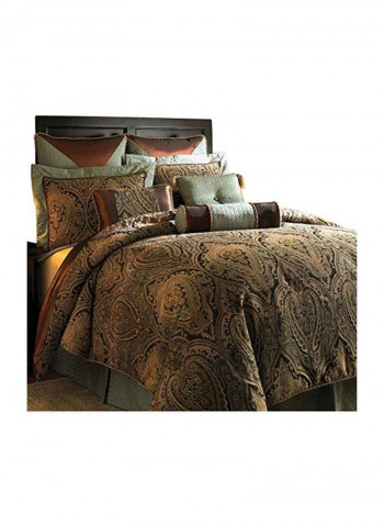 10-Piece Canovia Spring Comforter Set Brown/Black/Grey