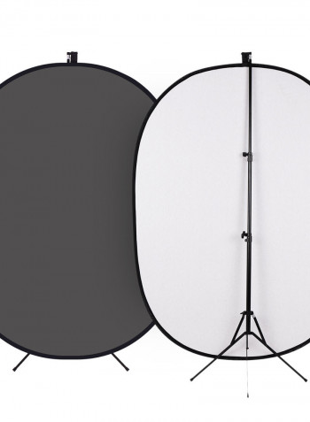 2-In-1 Studio Collapsible Background Panel Photography Backdrop 1.5 x 2meter White/Black