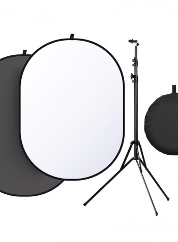 2-In-1 Studio Collapsible Background Panel Photography Backdrop 1.5 x 2meter White/Black