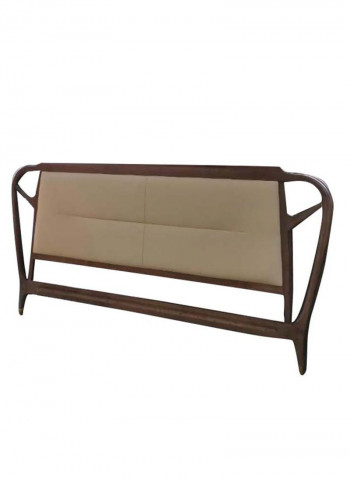Double Bed Leather Headboard Brown/Cream 180 x 200cm