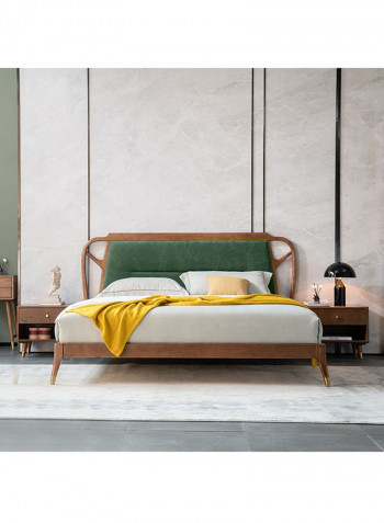 Double Bed Leather Headboard Brown/Green 150 x 200cm