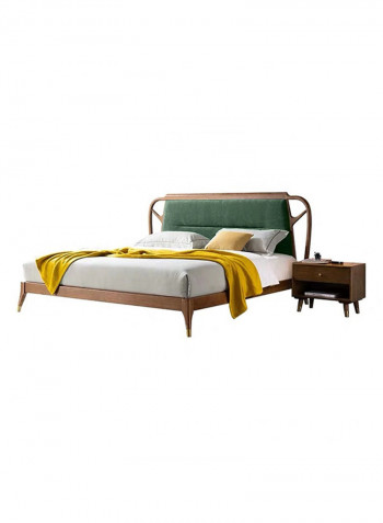 Double Bed Leather Headboard Brown/Green 150 x 200cm