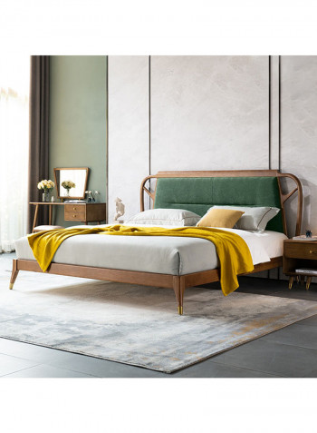 Double Bed Leather Headboard Brown/Green 150 x 200cm