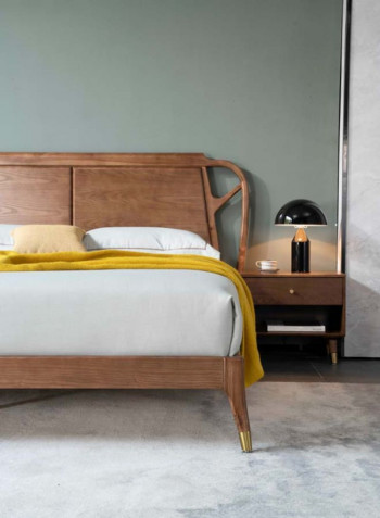 Wooden Headboard Double Bed Frame Brown 150 x 200cm