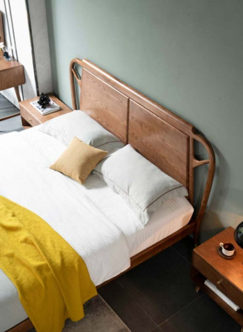 Wooden Headboard Double Bed Frame Brown 150 x 200cm