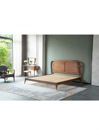 Wooden Headboard Double Bed Frame Brown 180 x 200cm