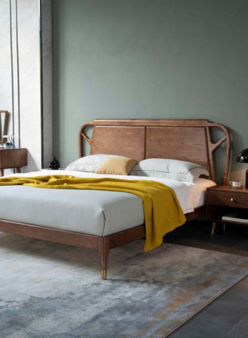 Wooden Headboard Double Bed Frame Brown 180 x 200cm
