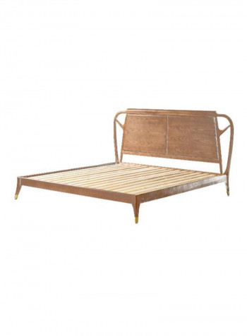 Wooden Headboard Double Bed Frame Brown 180 x 200cm