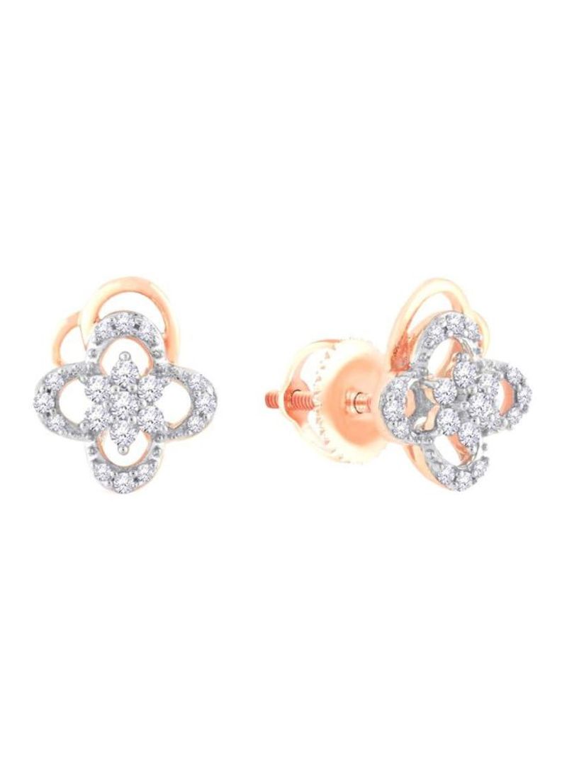 18 Karat Gold Stud Earrings With Diamond