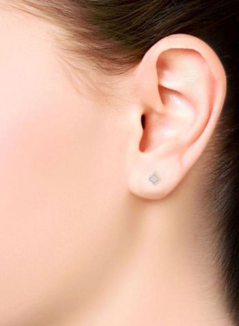 18 Karat Gold Stud Earrings With Diamond