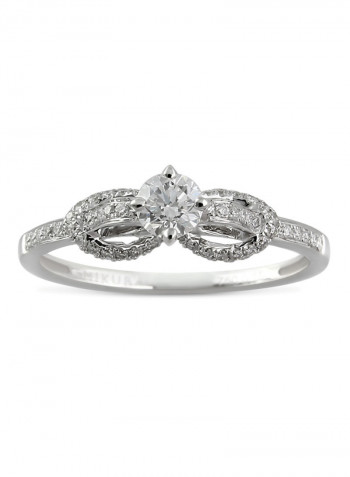 18 Karat White Gold With Side Stones Solitaire Diamond Ring